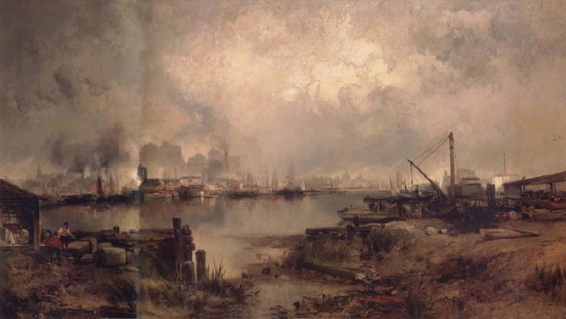 Thomas Moran Lower Manhattan From Communipaw oil painting picture